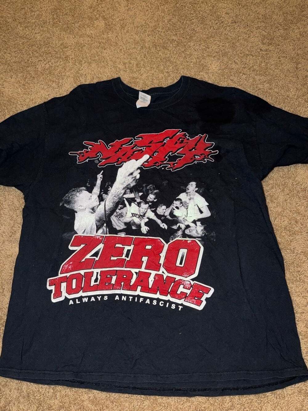 Nasty Zero Tolerance Always Antifascist Hardcore Punk Graphic T-Shirt